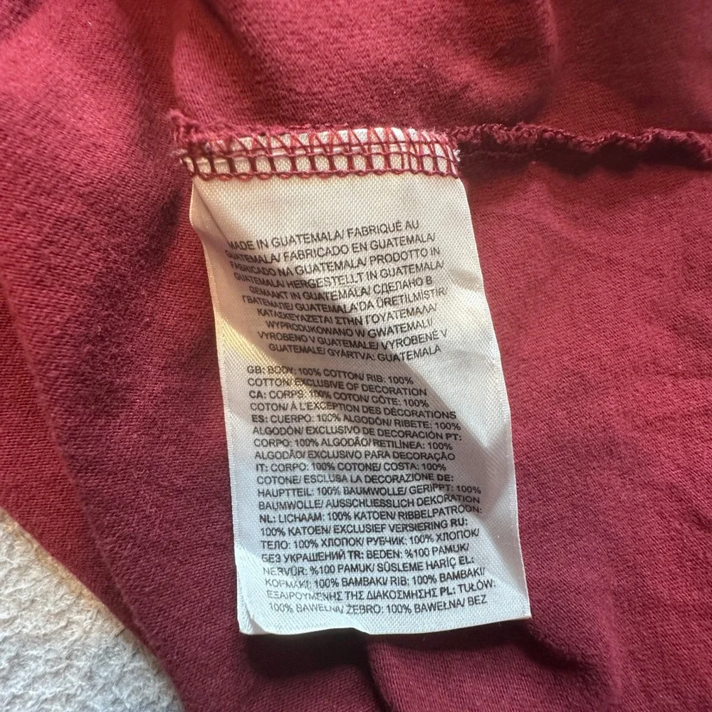 The North Face T-Shirt Mens XXL Maroon Long Sleeve Graphic Logo Cotton Tee